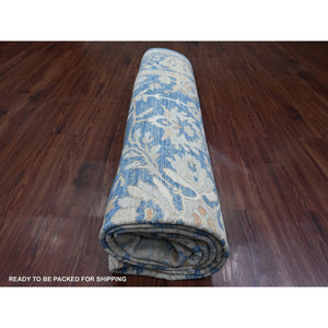 8'9"x11'7" Bayern Blue, Peshawar with Heriz All Over Design, Densely Woven, Hand Knotted, High Mountain Wool, Natural Dyes, Oriental Rug FWR125502