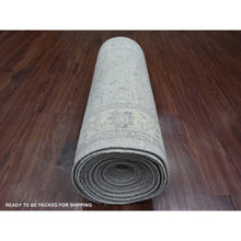 Load image into Gallery viewer, 2&#39;10&quot;x31&#39;9&quot; Medium Gray, Washed Out Peshawar with Heriz All Over Design, High Mountain Wool, Densely Woven, Hand Knotted, XL Runner, Oriental Rug FWR125514