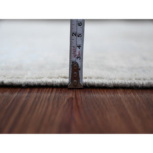 2'10"x31'9" Medium Gray, Washed Out Peshawar with Heriz All Over Design, High Mountain Wool, Densely Woven, Hand Knotted, XL Runner, Oriental Rug FWR125514