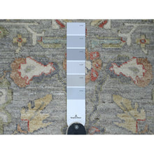 Load image into Gallery viewer, 2&#39;7&quot;x12&#39;3&quot; Medium Gray, Peshawar With Heriz Design, High Mountain Wool, Hand Knotted, Densely Woven, Vegetable Dyes, Runner, Oriental Rug FWR125520