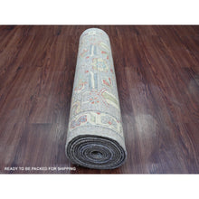 Load image into Gallery viewer, 2&#39;7&quot;x12&#39;3&quot; Medium Gray, Peshawar With Heriz Design, High Mountain Wool, Hand Knotted, Densely Woven, Vegetable Dyes, Runner, Oriental Rug FWR125520