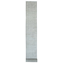 Load image into Gallery viewer, 2&#39;3&quot;x29&#39;4&quot; Medium Gray, Peshawar with All Over Heriz Design, High Mountain Wool, Hand Knotted, Vegetable Dyes, Densely Woven, XL Runner, Oriental Rug FWR125556
