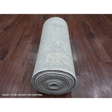 Load image into Gallery viewer, 2&#39;3&quot;x29&#39;4&quot; Medium Gray, Peshawar With All Over Heriz Design, High Mountain Wool, Hand Knotted, Vegetable Dyes, Densely Woven, Xl Runner, Oriental Rug FWR125556