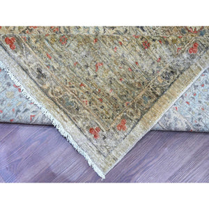 9'8"x13'9" Medium Gray, 14th Century Mamluk Dynasty Pattern with Star Medallion Design, High Mountain Wool, Hand Knotted, Oriental Rug FWR125562