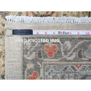 9'8"x13'9" Medium Gray, 14th Century Mamluk Dynasty Pattern with Star Medallion Design, High Mountain Wool, Hand Knotted, Oriental Rug FWR125562