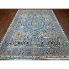 Load image into Gallery viewer, 8&#39;x9&#39;8&quot; Carolina Blue, 14th Century Mamluk Dynasty Pattern with Star Medallion Design, Hand Knotted, High Mountain Wool, Veggie Dyes, Oriental Rug FWR125568