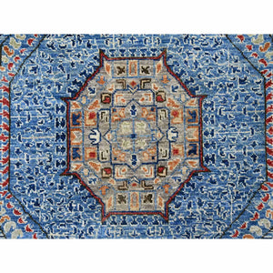 8'x9'8" Carolina Blue, 14th Century Mamluk Dynasty Pattern with Star Medallion Design, Hand Knotted, High Mountain Wool, Veggie Dyes, Oriental Rug FWR125568