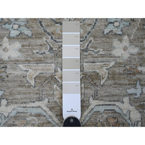 2'8"x19'4" Mocha Brown, Stone Washed Peshawar with Geometric Leaf Pattern, Hand Knotted, Vegetable Dyes, 100% Wool, XL Runner, Oriental Rug FWR125580