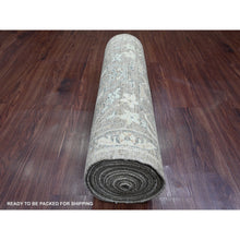 Load image into Gallery viewer, 2&#39;8&quot;x19&#39;4&quot; Mocha Brown, Stone Washed Peshawar with Geometric Leaf Pattern, Hand Knotted, Vegetable Dyes, 100% Wool, XL Runner, Oriental Rug FWR125580