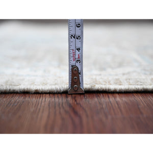 2'8"x19'4" Mocha Brown, Stone Washed Peshawar with Geometric Leaf Pattern, Hand Knotted, Vegetable Dyes, 100% Wool, XL Runner, Oriental Rug FWR125580