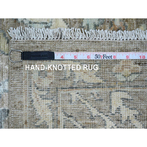 2'8"x19'4" Mocha Brown, Stone Washed Peshawar With Geometric Leaf Pattern, Hand Knotted, Vegetable Dyes, 100% Wool, Xl Runner, Oriental Rug FWR125580