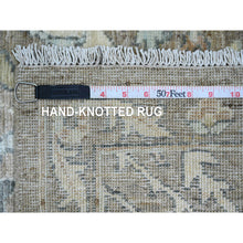 Load image into Gallery viewer, 2&#39;8&quot;x19&#39;4&quot; Mocha Brown, Stone Washed Peshawar with Geometric Leaf Pattern, Hand Knotted, Vegetable Dyes, 100% Wool, XL Runner, Oriental Rug FWR125580