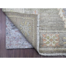 Load image into Gallery viewer, 3&#39;x19&#39;10&quot; Sage Green, Hand Knotted, Afghan Angora Oushak With All Over Leaf Design, Veggie Dyes, Pure Wool, Xl Runner, Oriental Rug FWR125586