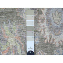 Load image into Gallery viewer, 3&#39;x19&#39;10&quot; Sage Green, Hand Knotted, Afghan Angora Oushak With All Over Leaf Design, Veggie Dyes, Pure Wool, Xl Runner, Oriental Rug FWR125586
