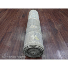 Load image into Gallery viewer, 3&#39;x19&#39;10&quot; Sage Green, Hand Knotted, Afghan Angora Oushak With All Over Leaf Design, Veggie Dyes, Pure Wool, Xl Runner, Oriental Rug FWR125586