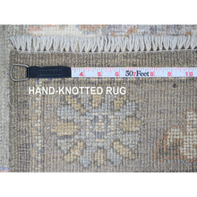 Load image into Gallery viewer, 3&#39;x19&#39;10&quot; Sage Green, Hand Knotted, Afghan Angora Oushak With All Over Leaf Design, Veggie Dyes, Pure Wool, Xl Runner, Oriental Rug FWR125586