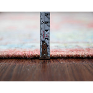 6'x8'9" Crimson Red, Afghan Angora Oushak With Floral Pattern, Hand Knotted, Vegetable Dyes, 100% Wool, Oriental Rug FWR125604