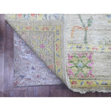 Load image into Gallery viewer, 5&#39;1&quot;x7&#39; Bone White, Afghan Angora Oushak with Colorful Leaf Design, Hand Knotted, Veggie Dyes, 100% Wool, Oriental Rug FWR125616