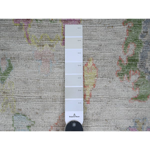 5'1"x7' Bone White, Afghan Angora Oushak with Colorful Leaf Design, Hand Knotted, Veggie Dyes, 100% Wool, Oriental Rug FWR125616