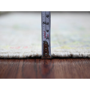 5'1"x7' Bone White, Afghan Angora Oushak with Colorful Leaf Design, Hand Knotted, Veggie Dyes, 100% Wool, Oriental Rug FWR125616