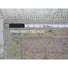Load image into Gallery viewer, 5&#39;1&quot;x7&#39; Bone White, Afghan Angora Oushak With Colorful Leaf Design, Hand Knotted, Veggie Dyes, 100% Wool, Oriental Rug FWR125616