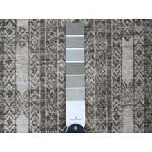 Load image into Gallery viewer, 2&#39;5&quot;x11&#39;6&quot; Mocha Brown, Moroccan Berber Influence With Geometric Pattern, High Mountain Wool, Denser Weave, Hand Knotted, Runner, Oriental Rug FWR125622