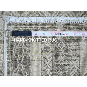 2'6"x11'6" Coffee Brown, Moroccan Berber Influence with Geometric Pattern, Denser Weave, High Mountain Wool, Hand Knotted, Runner, Oriental Rug FWR125634