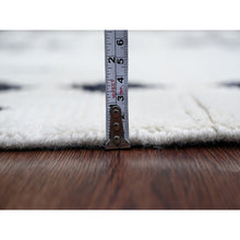 Load image into Gallery viewer, 4&#39;6&quot;x8&#39;8&quot; Chiffon White, Moroccan Weave with Geometric Pattern, Hand Knotted, Soft Wool, Tone on Tone, Textured Pile, Oriental Rug FWR125664