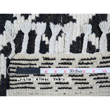 Load image into Gallery viewer, 4&#39;6&quot;x8&#39;8&quot; Chiffon White, Moroccan Weave With Geometric Pattern, Hand Knotted, Soft Wool, Tone On Tone, Textured Pile, Oriental Rug FWR125664