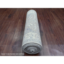 Load image into Gallery viewer, 2&#39;6&quot;x19&#39;2&quot; Medium Gray, Washed Out Peshawar with Heriz Design, High Mountain Wool, Densely Woven, Hand Knotted, Vegetable Dyes, XL Runner, Oriental Rug FWR125670