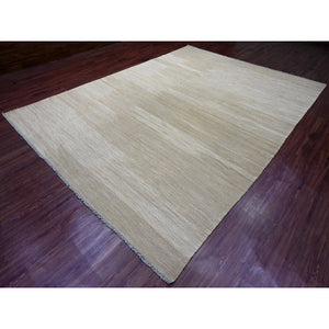 9'x12'1" Beaver Brown, Solid Design, Mixed Wool, Vegetable Dyes, Hand Woven, Kilim, Flat Weave, Oriental Rug FWR125688