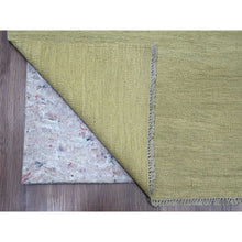 Load image into Gallery viewer, 9&#39;1&quot;x12&#39; Swamp Green, Solid Design, Hand Woven, Afghan Kilim, Hand Spun Wool, Vegetable Dyes, Flat Weave, Oriental Rug FWR125694