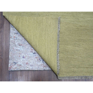 9'1"x12' Swamp Green, Solid Design, Hand Woven, Afghan Kilim, Hand Spun Wool, Vegetable Dyes, Flat Weave, Oriental Rug FWR125694