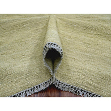 Load image into Gallery viewer, 9&#39;1&quot;x12&#39; Swamp Green, Solid Design, Hand Woven, Afghan Kilim, Hand Spun Wool, Vegetable Dyes, Flat Weave, Oriental Rug FWR125694