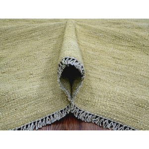 9'1"x12' Swamp Green, Solid Design, Hand Woven, Afghan Kilim, Hand Spun Wool, Vegetable Dyes, Flat Weave, Oriental Rug FWR125694
