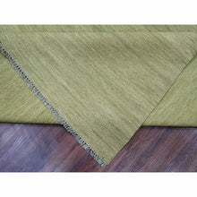 Load image into Gallery viewer, 9&#39;1&quot;x12&#39; Swamp Green, Solid Design, Hand Woven, Afghan Kilim, Hand Spun Wool, Vegetable Dyes, Flat Weave, Oriental Rug FWR125694