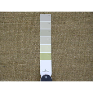 9'1"x12' Swamp Green, Solid Design, Hand Woven, Afghan Kilim, Hand Spun Wool, Vegetable Dyes, Flat Weave, Oriental Rug FWR125694