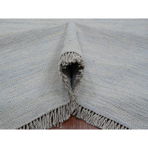 9'1"x12' Beau Blue, Flat Weave, Solid Design, Hand Woven, Afghan Kilim, Hand Spun Wool, Vegetable Dyes, Oriental Rug FWR125706