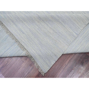 9'1"x12' Beau Blue, Flat Weave, Solid Design, Hand Woven, Afghan Kilim, Hand Spun Wool, Vegetable Dyes, Oriental Rug FWR125706