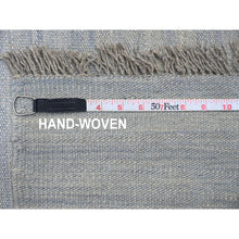 Load image into Gallery viewer, 9&#39;1&quot;x12&#39; Beau Blue, Flat Weave, Solid Design, Hand Woven, Afghan Kilim, Hand Spun Wool, Vegetable Dyes, Oriental Rug FWR125706