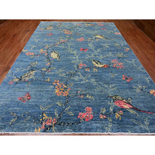 Load image into Gallery viewer, 9&#39;2&quot;x11&#39;10&quot; Bayern Blue, Sparrows on the Tree, Peshawar, 100% Wool, Soft Pile, Lush and Plush, Hand Knotted, Oriental Rug FWR125718