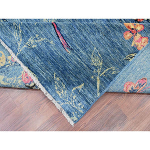 9'2"x11'10" Bayern Blue, Sparrows on the Tree, Peshawar, 100% Wool, Soft Pile, Lush and Plush, Hand Knotted, Oriental Rug FWR125718
