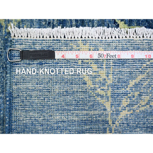9'2"x11'10" Bayern Blue, Sparrows on the Tree, Peshawar, 100% Wool, Soft Pile, Lush and Plush, Hand Knotted, Oriental Rug FWR125718