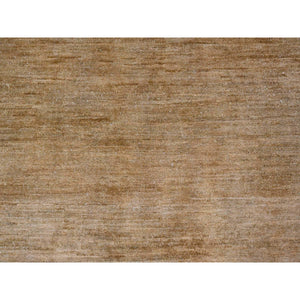 8'x9'9" Honey Brown, Plain Solid Pattern, Hand Knotted, Hand Spun Ghazni Wool, Lush And Plush, Oriental Rug FWR125736