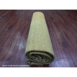 8'x9'9" Honey Brown, Plain Solid Pattern, Hand Knotted, Hand Spun Ghazni Wool, Lush And Plush, Oriental Rug FWR125736