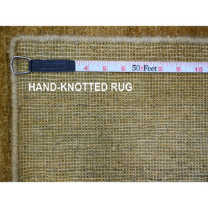 8'x9'9" Honey Brown, Plain Solid Pattern, Hand Knotted, Hand Spun Ghazni Wool, Lush And Plush, Oriental Rug FWR125736