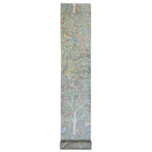 Load image into Gallery viewer, 2&#39;6&quot;x24&#39; Moss Green, Afghan Peshawar with Birds of Paradise Design, Soft Wool, Natural Dyes, Hand Knotted, XL Runner, Oriental Rug FWR125742