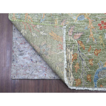 Load image into Gallery viewer, 2&#39;6&quot;x24&#39; Moss Green, Afghan Peshawar with Birds of Paradise Design, Soft Wool, Natural Dyes, Hand Knotted, XL Runner, Oriental Rug FWR125742