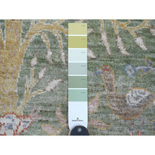 Load image into Gallery viewer, 2&#39;6&quot;x24&#39; Moss Green, Afghan Peshawar with Birds of Paradise Design, Soft Wool, Natural Dyes, Hand Knotted, XL Runner, Oriental Rug FWR125742