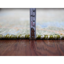 Load image into Gallery viewer, 2&#39;6&quot;x24&#39; Basil Green, Afghan Peshawar with Birds of Paradise Design, Soft and Velvety Wool, Hand Knotted, Vegetable Dyes, XL Runner, Oriental Rug FWR125754